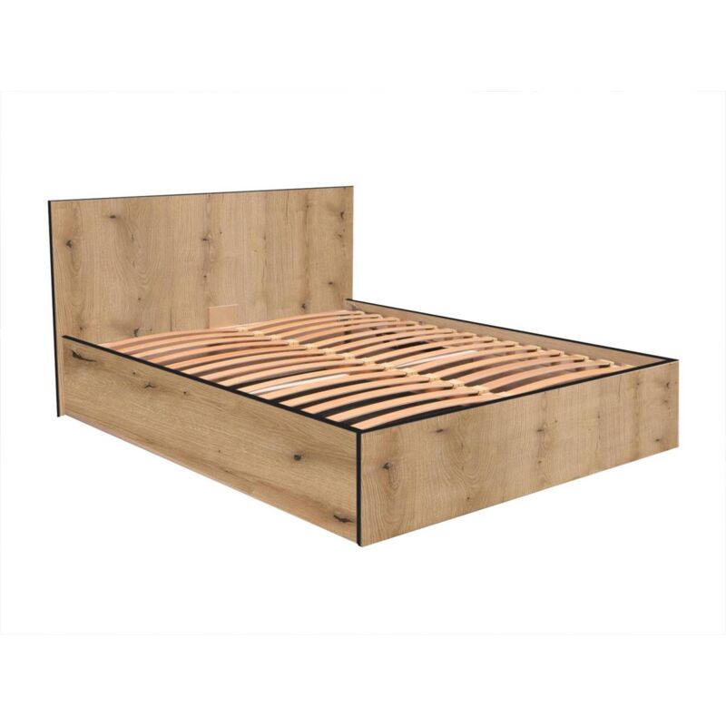 Vente-unique - Lit coffre 140 x 190 cm - Coloris : Naturel et anthracite - elphege