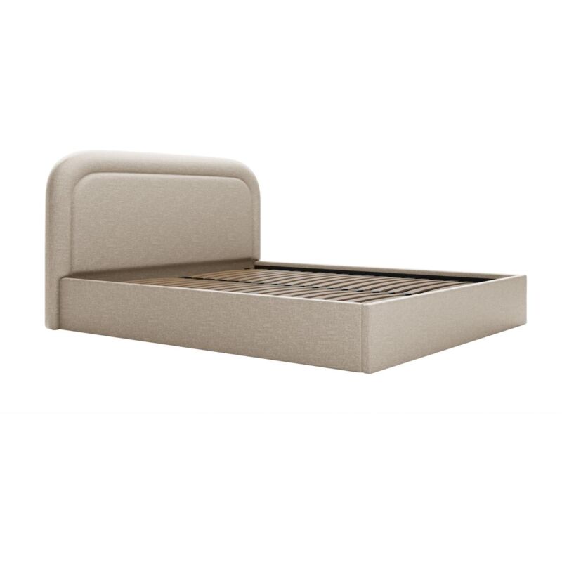 Lit coffre 140 x 190 cm - Tissu chiné - Beige - fireza