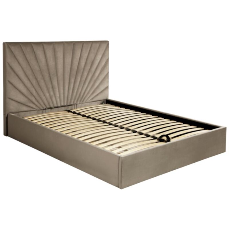 Pascal Morabito - Lit coffre 160 x 200 cm - Velours - Taupe - rilioda de