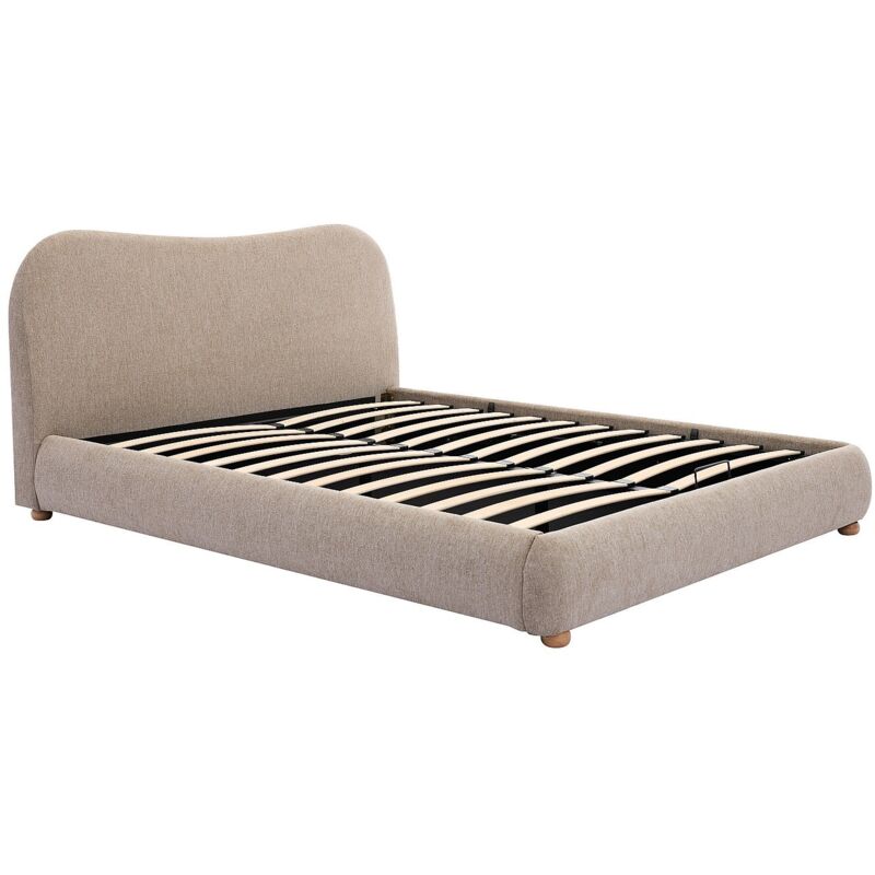 Lit coffre 140 x 190 cm - Tissu - Taupe - VANARI