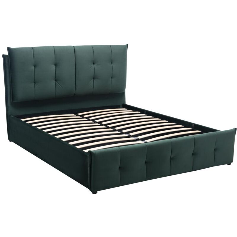 Lit coffre 160 x 200 cm - Velours - Vert - oleria