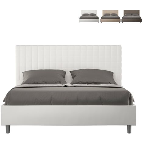 Lit coffre 160x190 double sommier design moderne Sunny M  Couleur: Blanc - Version: Modèle standard