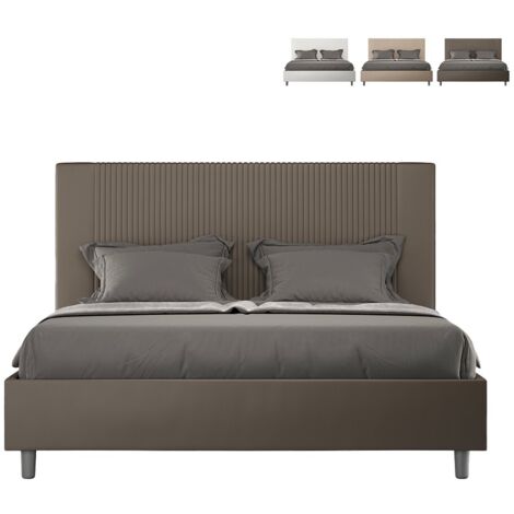 Lit coffre 160x190 simili cuir moderne Goya M  Couleur: Marron - Version: Modèle standard