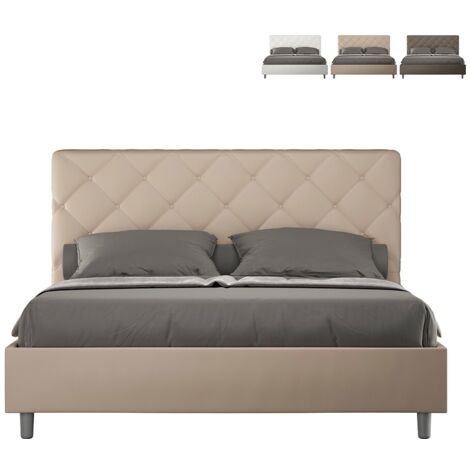 Lit coffre 160x200 sommier design moderne Priya M1  Couleur: Beige - Version: Modèle standard