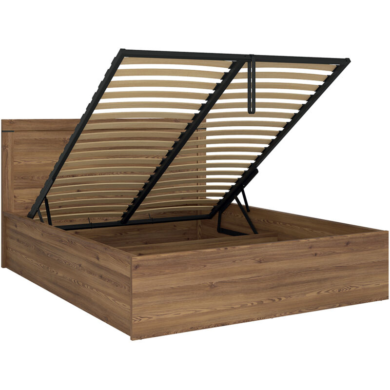 Lit coffre 160x200 sommier inclus Adam Bois