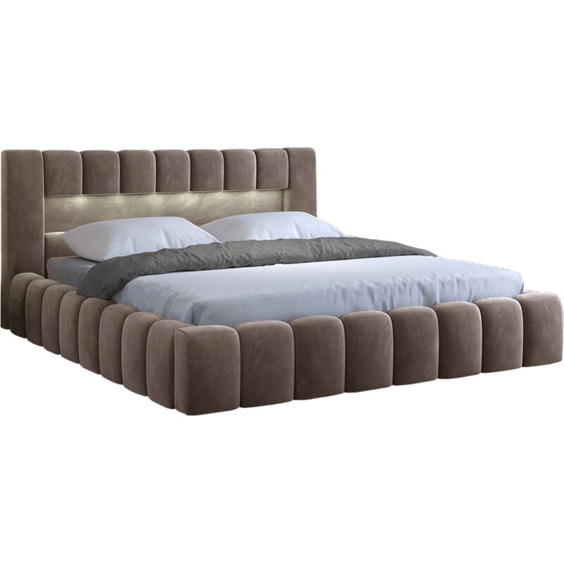 Lit coffre 160x200 sommier inclus Auria Velours Marron