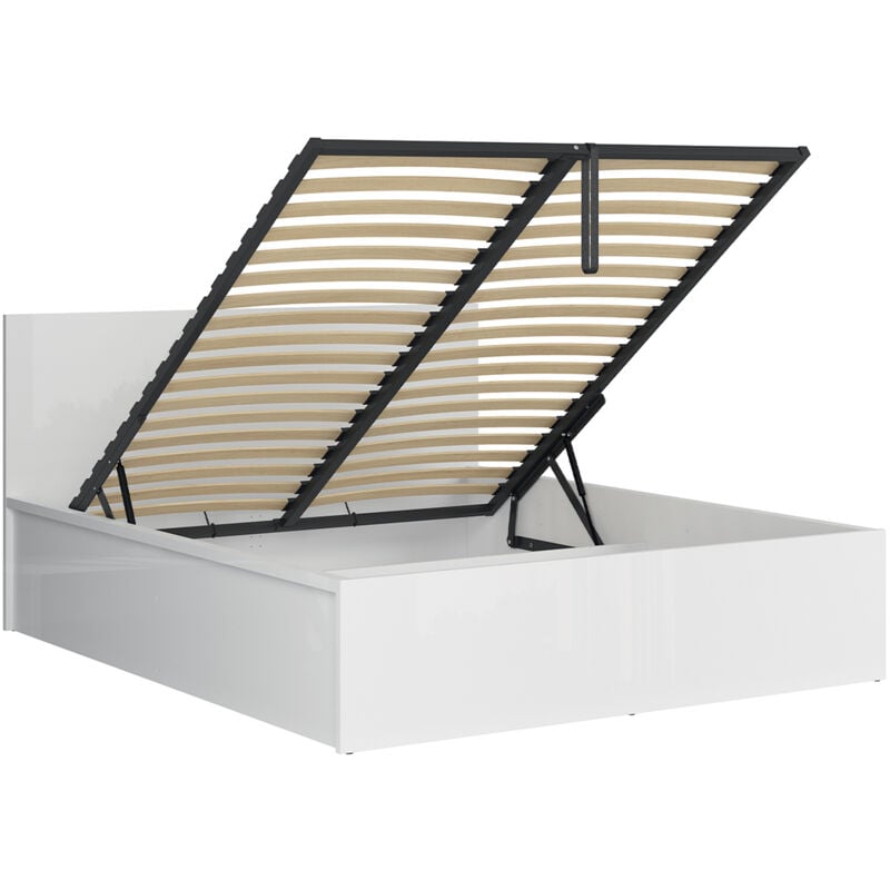 Lit coffre 160x200 sommier inclus Edwin Blanc