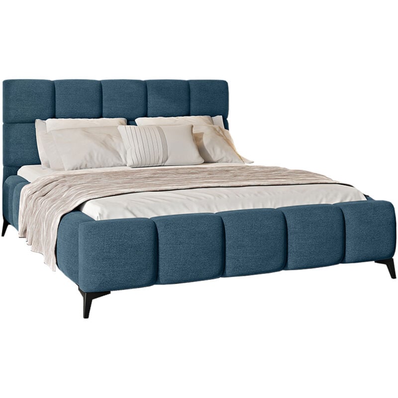 Lit coffre 160x200 sommier inclus Mira Bleu