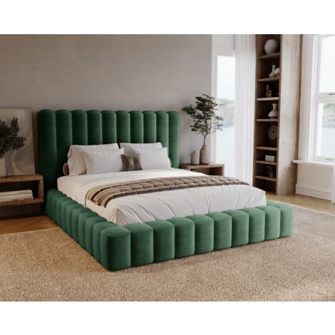 Lit coffre 180 x 200 avec Rangement Elise - Lit adulte, Tête de lit haute - lit Vert (Ikoo 13)
