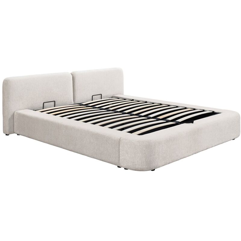 Lit coffre 160 x 200 cm - Tissu - Beige - JUDALO de Maison Céphy