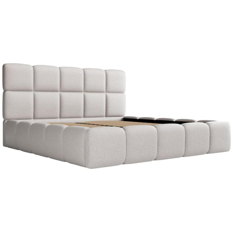 Lit coffre 180 x 200 cm - Tissu chiné - Gris clair - damado de Pascal Morabito