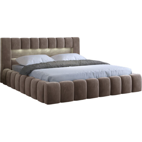 Lit coffre 180x200 sommier inclus Auria Velours Marron