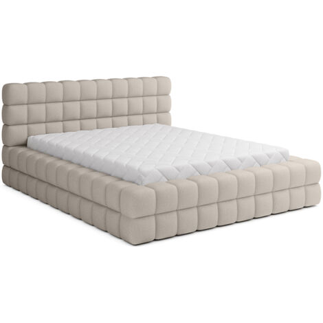 Lit coffre 180x200 sommier inclus Cloud tissu bouclette Beige