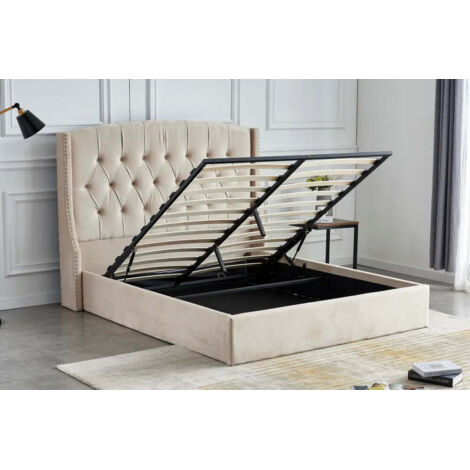 Lit Coffre 2 places 140x190 cm SULTAN velours Beige