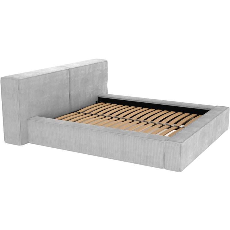 Pascal Morabito - Lit coffre 200 x 200 cm - Velours côtelé - Gris clair - timano de