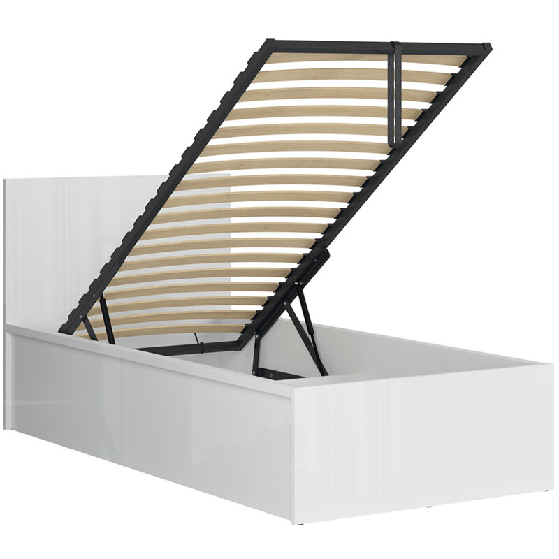 Petits-meubles - Lit coffre 90x200 sommier inclus Edwin Blanc