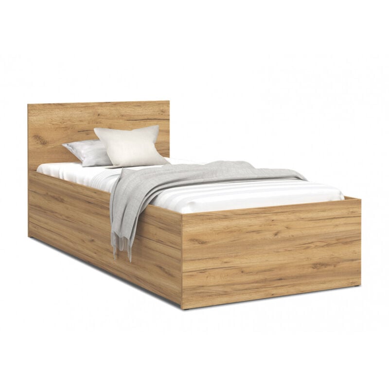 Kids Literie - Lit Panama 90x190 + coffre - Sommier inclus Chêne