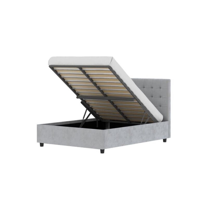 Sans Marque - Lit coffre adulte eliza 140 x 190 cm - Sommier inclus - Gris foncé