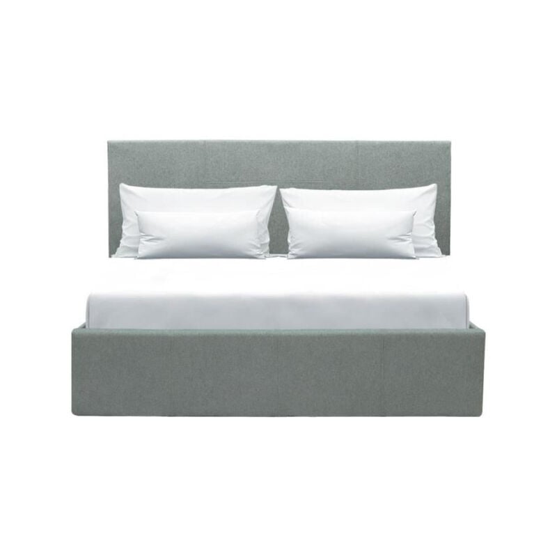 Les Tendances - Lit coffre adulte martin - Couchage 140x190 cm - Gris clair - Sommier a lattes - l 201 x p 146 x h 99 cm