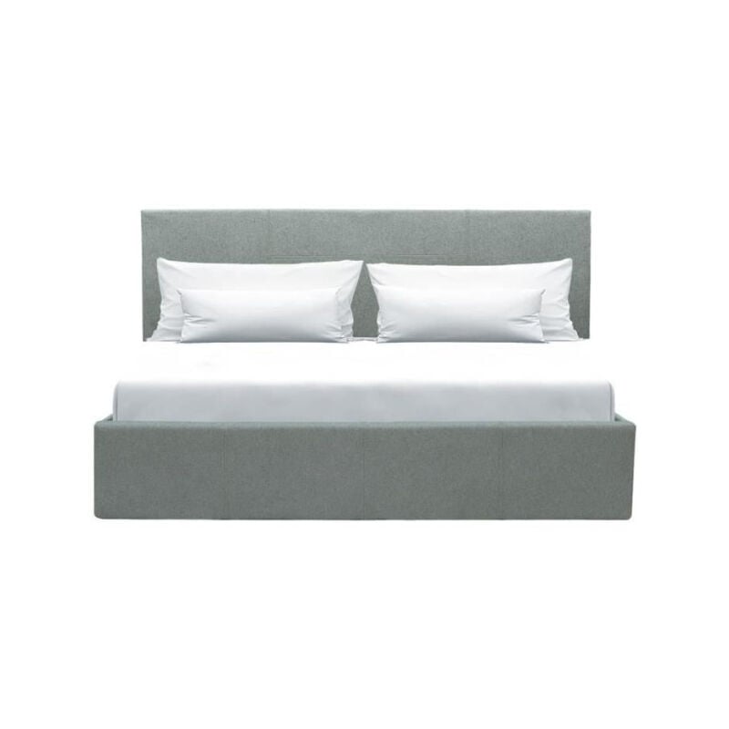 Les Tendances - Lit coffre adulte martin - Couchage 160x200 cm - Gris clair - Sommier a lattes - l 209 x p 166 x h 99 cm