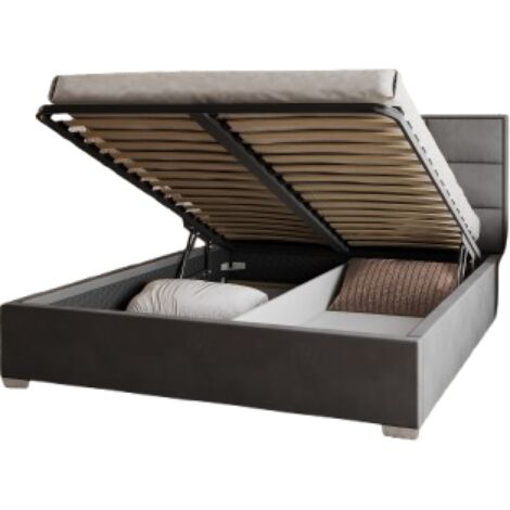 Lit coffre APOLLO 140 x 190 cm avec sommier à lattes relevable Gris Foncé