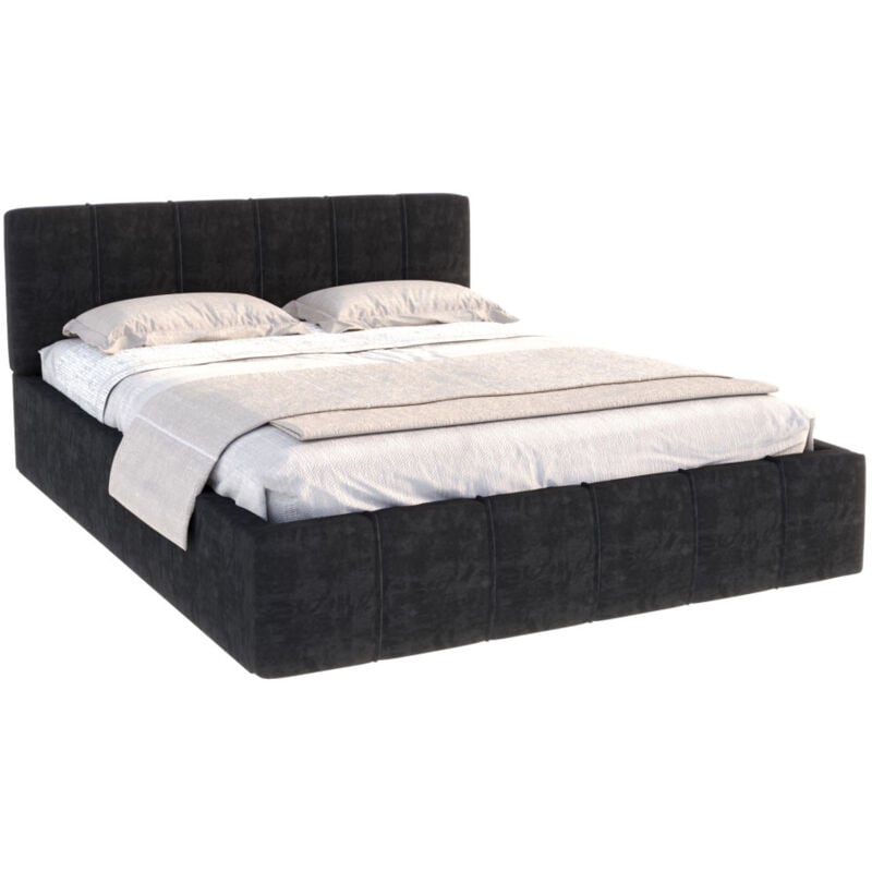 Nova Confort - Lit coffre atlanta 140 x 200 cm avec sommier à lattes relevable Noir