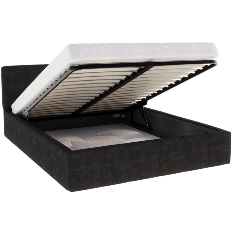Nova Confort - Lit coffre atlanta 160 x 200 cm avec sommier à lattes relevable Noir
