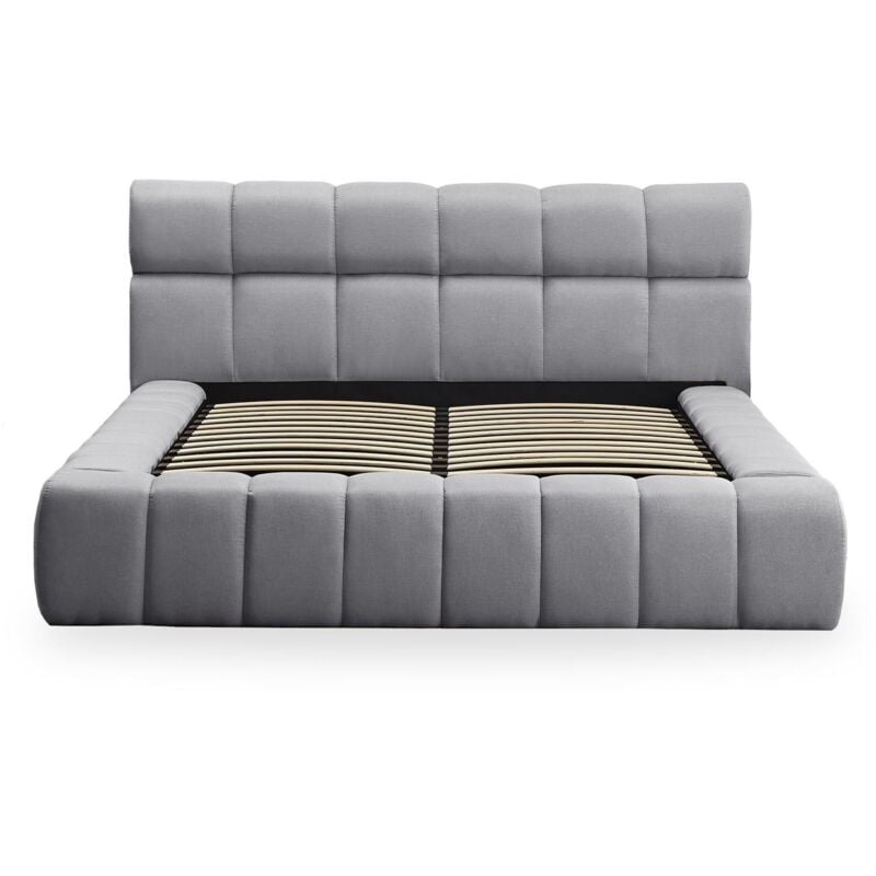 Cotecosy - Lit-coffre avec rebords matelassés Challow 180x200cm Tissu Gris foncé