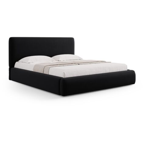 Lit coffre avec tête de lit 200x200cm en velours noir
