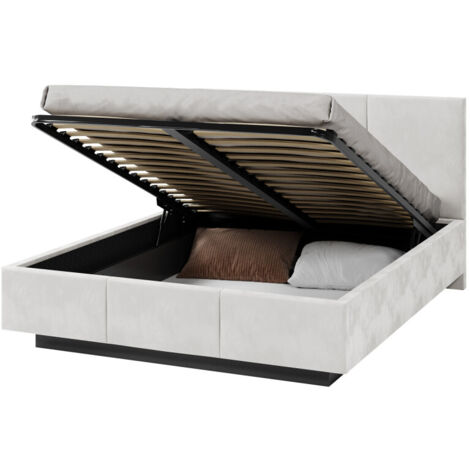 Lit coffre Aveiro 120 x 200 cm avec sommier à lattes relevable Blanc