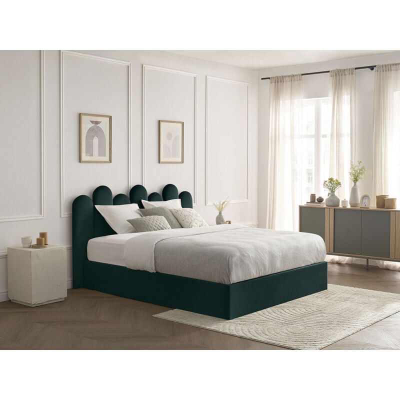 Lit coffre badja velours 140x190 Vert - Bobochic