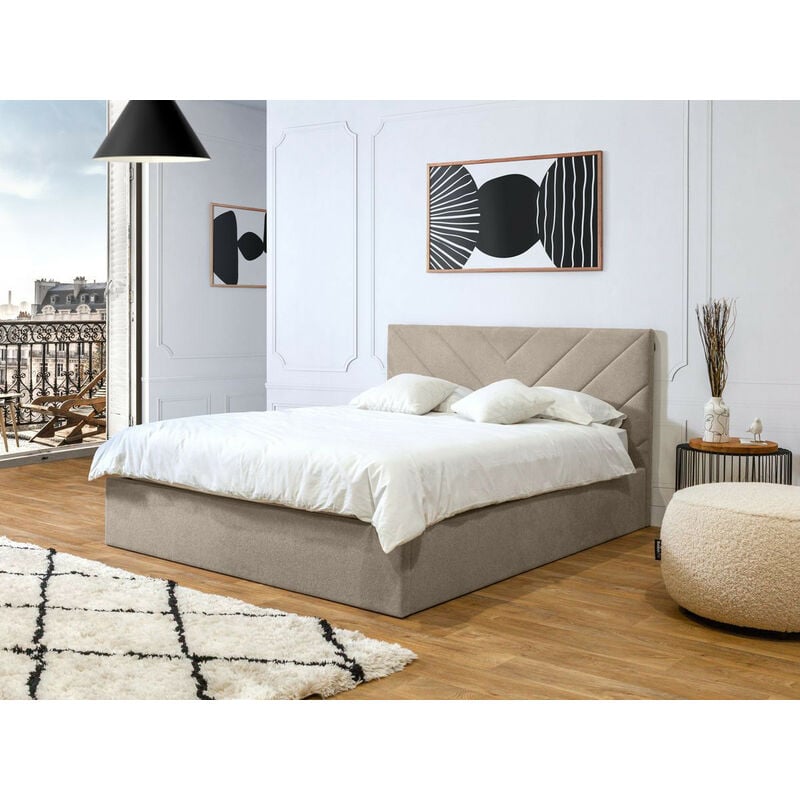 BOBOCHIC - Lit coffre ROMANE 140x190 Beige