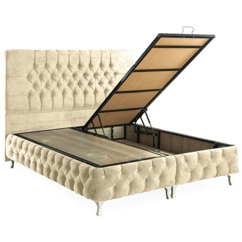 Azura Home Design - lit coffre cappy crème 90x200 cm - 90x200 cm - Sans