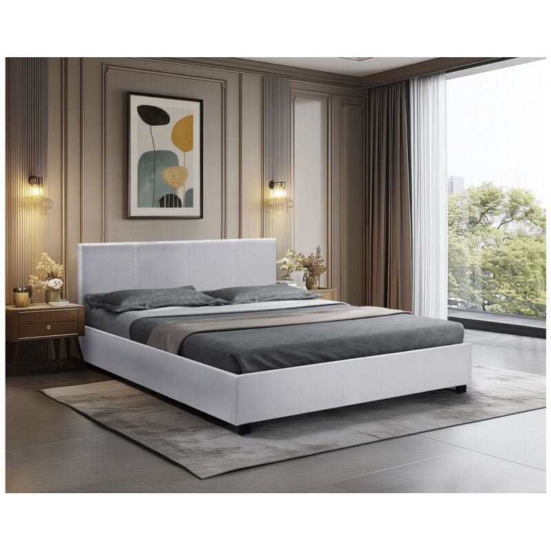 Habitat Et Jardin - Lit double avec coffre 'Carla' - 140 x 190 cm - Blanc