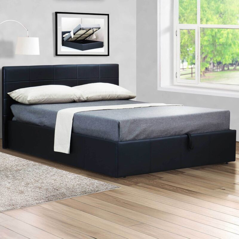 Lit coffre Chance avec espace de rangement 160x200 - similicuir