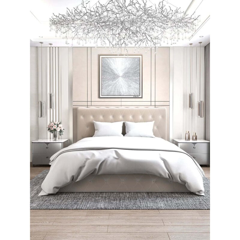 Lit coffre 2 places corsica en velours gris 160x200cm