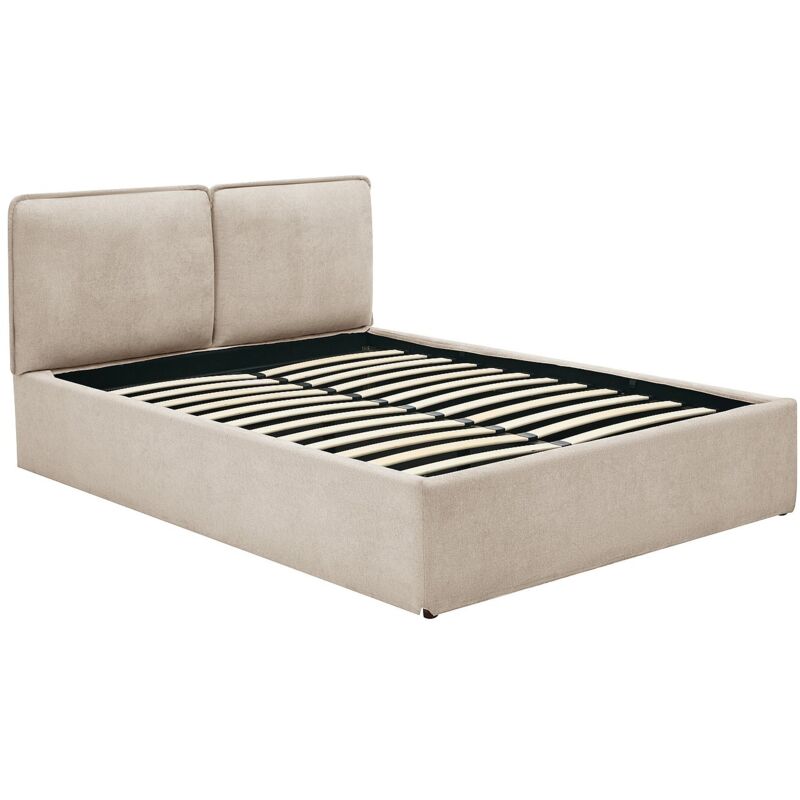 Lit coffre déhoussable 140 x 190 cm - Tissu - Beige - TENESE Lit coffre déhoussable 140 x 190 cm - Tissu - Beige - TENESE