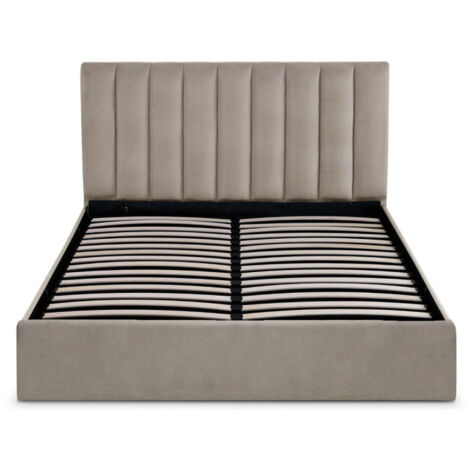 Lit Coffre Design Velours "Songa" 160x200cm Taupe