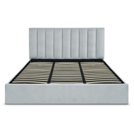 Lit Coffre Design Velours "Songa" 180x200cm Argent