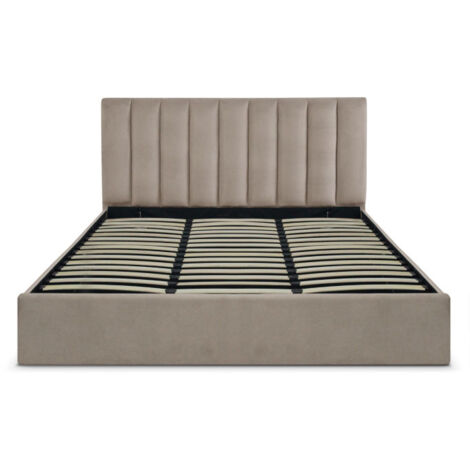 Lit Coffre Design Velours "Songa" 180x200cm Taupe