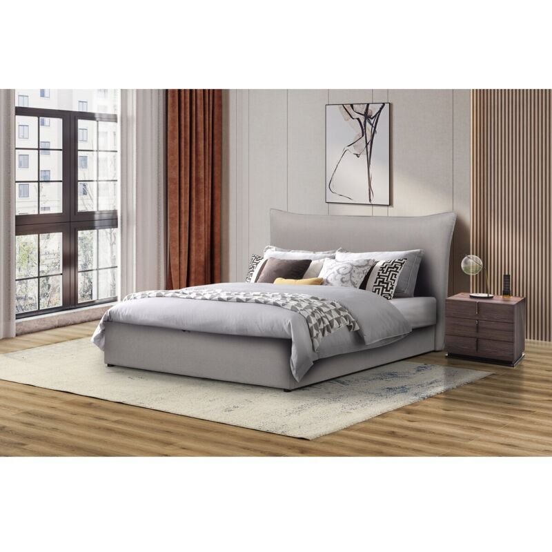 Lit coffre double Megeve 140 x 200 cm - Gris