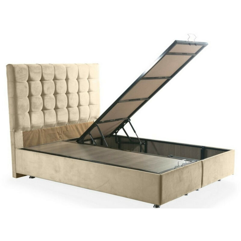 Lit coffre duke crème 90x200cm - 90x200 cm - Sans