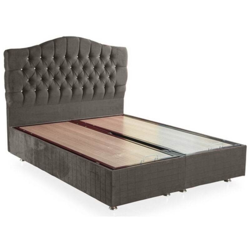 Lit coffre emeraude anthracite et tête de lit inclus 160x200 cm - 160x200 cm - Sans