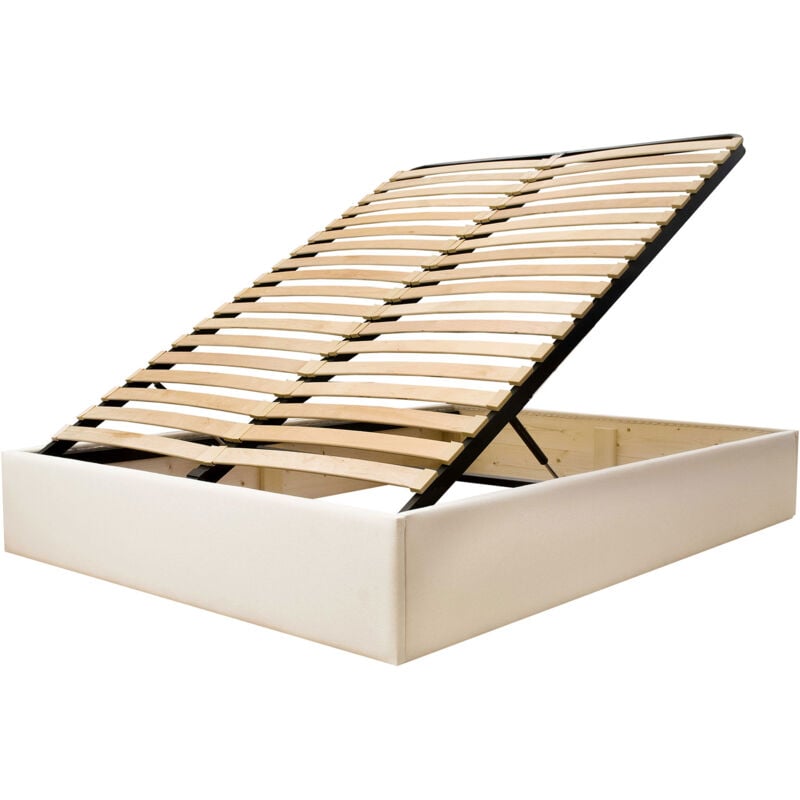 Lit coffre en kit 140x190 cm en tissu coton écru