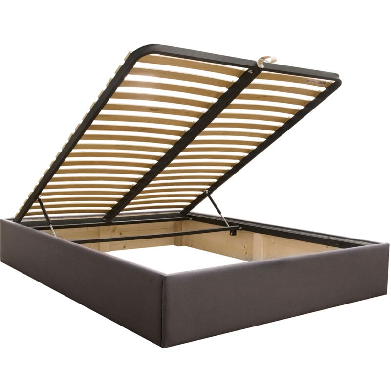 Lit coffre en kit 140x190 cm en tissu microfibre gris