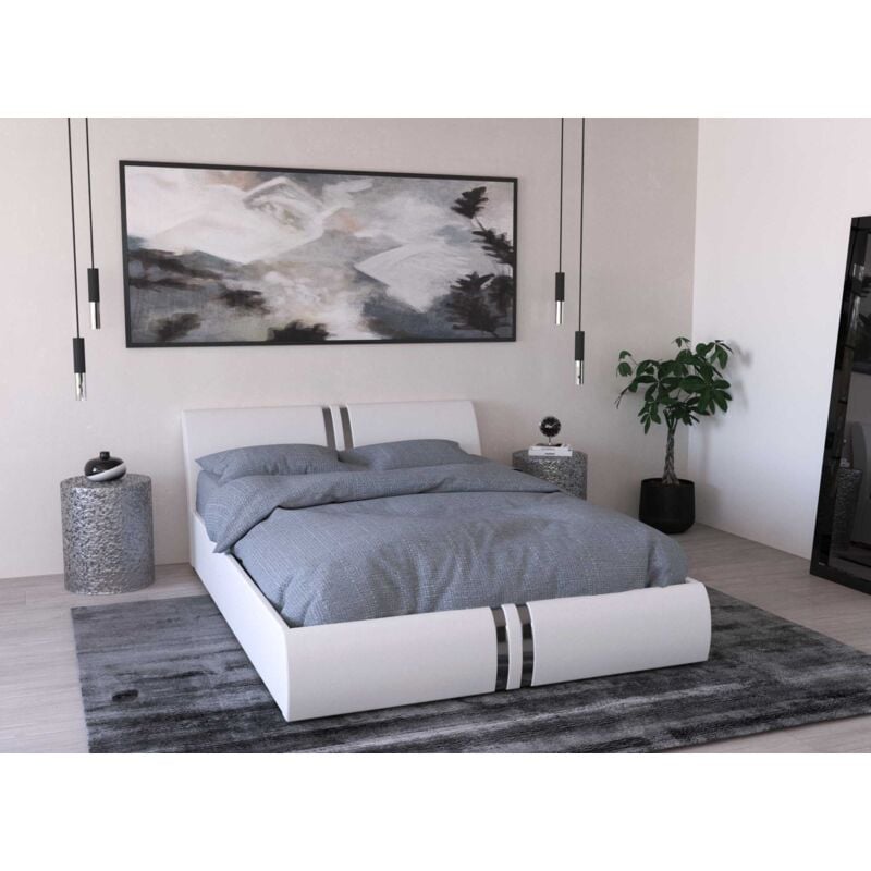 Deco In Paris - orane - Lit coffre en simili cuir blanc 180x200 cm orane