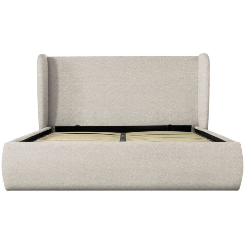 Lit coffre en tissu bouclette 160x200cm - Écru - cali