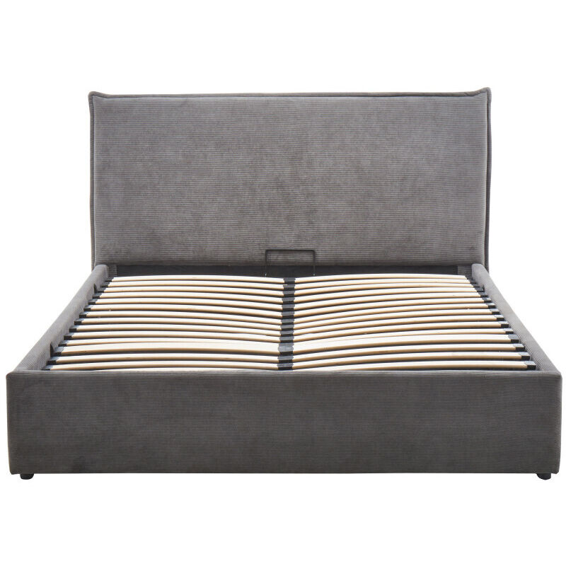 Lit coffre en velours côtelé 140x190cm - Gris - Cama