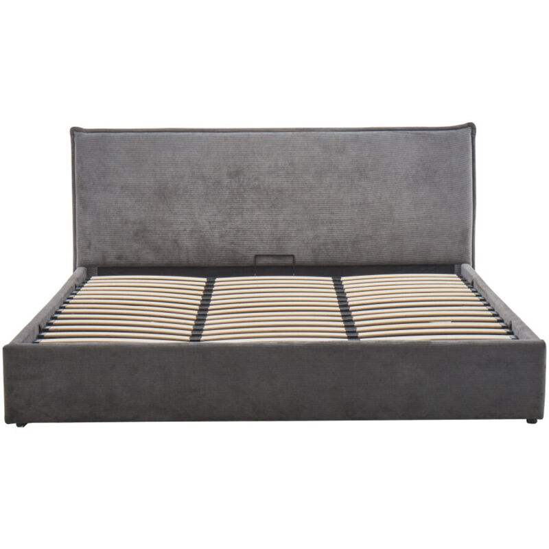 Lit coffre en velours côtelé 180x200cm - Gris - Cama