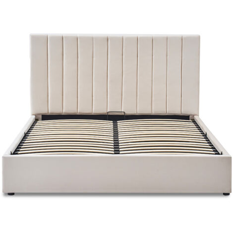 Lit coffre Giulia velours beige 180x200 cm